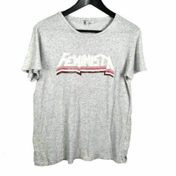 Rebecca Minkoff Graphic Tee Top Size S Gray * - Picture 1 of 5